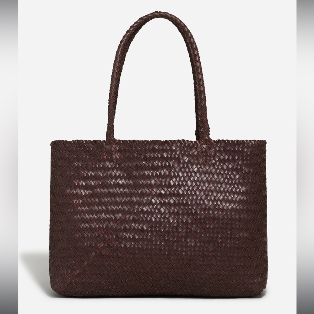 Madewell Woven Tote Bag in Dark Brown